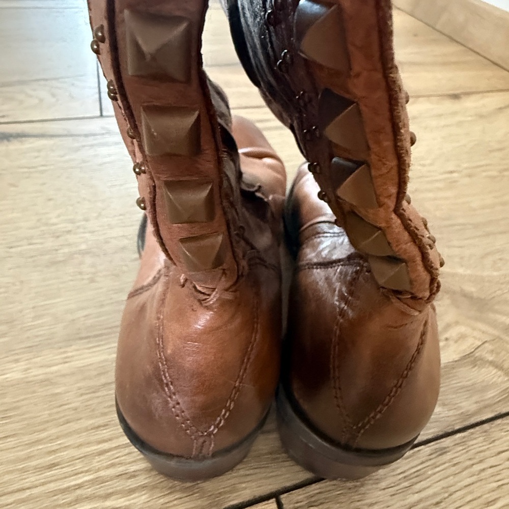 Vince Camuto Saddle Brown Studded Over-the-Knee Leather Boots - Picture 6 of 7